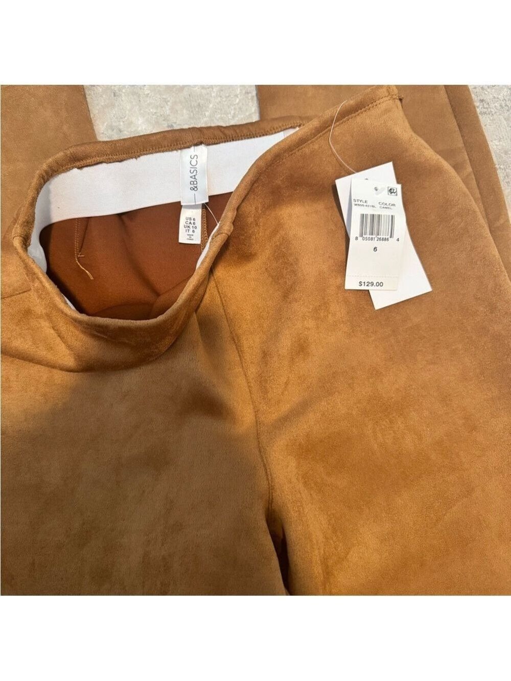 &Basics Womens Faux Suede Straight Leg Pants In Camel - Picture 7 of 8
